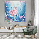 HZOHNAGO Mermaid Girls Tapestry Watercolor Mermaid Princess Pattern Printed Wall Tapestry Wall Hanging for Bedroom Living Room Dorm 60" W x 60" H by CozyNest Decor