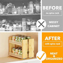 SpaceAid Bamboo Pull Out Spice Rack Organizer for Cabinet, Heavy Duty Slide Out Seasoning Kitchen Pantry Sliding Vertical Organization, 7.3" Wide, 2 Drawers(3" Wide), 2-Tier, Natural by CozyNest Decor