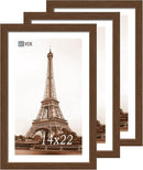 VCK 14x22 Frame Set of 3 - Brown, Wood Picture Frame with Exclusive Wood Grain, Wall Gallery Frame by CozyNest Decor