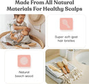 4 Piece Wooden Baby Hair Brush and Comb Set for Newborns & Toddlers in Chic Gift Box - Ultra Soft Natural Goat Hair and Wood Baby Brush Set Prevents Cradle Cap - Perfect Registry Gift (Pink) by TinyTreasures Baby Boutique