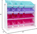 Humble Crew Supersized Toy Storage Organizer with 16 Removable Bins, White/Blue/Pink/Purple – Large Toy Storage for Toddlers Ideal for Kids' Rooms, Playrooms, and Nurseries - Modern Toy Bins for Kids by TinyTreasures Baby Boutique