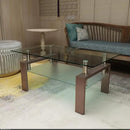 Glass Coffee Table for Living Room, Mordern Sofa Center Tables with Storage, Brown Metal Leg, Rectangle Tempered Glass Center Table Home Furniture by CozyNest Decor