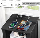 18" Night Stands Set of 2 with Charging Station, Farmhouse 2 & 3 Drawers End Table Dresser for Bedroom, Black Wooden Nightstand, Bed Side Table with Open Shelf, Bedside Cabinet for Living Room by CozyNest Decor
