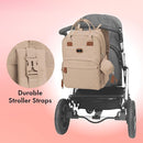 Dikaslon Diaper Bag Backpack with Portable Changing Pad, Pacifier Case and Stroller Straps, Large Unisex Baby Bags for Boys Girls, Multipurpose Travel Back Pack for Moms Dads, Milk Tea Khaki by TinyTreasures Baby Boutique