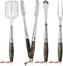 Grillaholics Premium BBQ Grill Tools – The Ultimate Grilling Gift for Dad - Luxury 4-Piece Barbecue Utensils Grill Set with Wooden Gift Box by GreenHaven Gardens