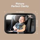 Large Shatterproof Baby Car Mirror, Backseat - Safety Car Seat Mirror for Baby Rear Facing, 360 Wide Crystal Clear View, Accessories for Removable Headrest, Easy Install & Adjustable (Sleek Black) by TinyTreasures Baby Boutique
