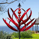 LimeHill Wind Spinner for Garden and Yard - Large Metal Kinetic Wind Sculptures for Outdoor Decor (91 Inches, Burgundy Lotus) by CozyNest Decor