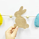Easter Party Decorations Burlap Rabbit Bunny 3D Felt Egg with Wood Beads Garland Felt Easter Sign Burlap Pennant Banner Flag with Pastel Ribbon for Easter Spring Birthday Baby Shower Party Supplies by CozyNest Decor