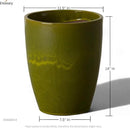 Emissary Home and Garden Bullet 11.5 in. Green Ceramic Round Planter (11.5 in. L x 11.5 in. W x 14 in. H) with Drainage Hole by CozyNest Decor