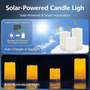 salipt Solar Powered Candles - 3.25" x 4" Waterproof LED Flameless Pillar Candle Set,Dusk to Dawn, Rechargeable Solar Battery Included,Waterproof for Patio Decor,Set of 2 by GreenHaven Gardens