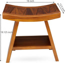 TeakCraft Teak Shower Stool with Shelf – Water Resistant, Non-Slip Premium Indonesian Teak Wood Bath Seat Bench for Shower – Fully Assembled Wood Spa Bath Organizer Seat with Leveling Feet, The Randi by TinyTreasures Baby Boutique