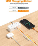 TESSAN 5 FT White Extension Cord, 900J Surge Protector Small Power Strip with 3 USB Ports (1 USB C), Flat Plug Power Strip, Mini Charging Station Suitable for Home Office Dorm by TinyTreasures Baby Boutique