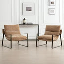 DUOMAY Mid-Century Accent Chairs Armchair Set of 2, Comfy Chenille Leisure Chairs Lazy Chairs with Brozen Metal Leg for Living Room Bedroom Office Apartment, Khaki by CozyNest Decor