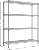 1760 LBs 4 Tier Storage Rack Metal Wire Shelving Unit, Storage Standing Shelf Organizer for Laundry Bathroom Kitchen Pantry Garage Utility Room, Chrome 17.7" D x 59.1" W x 70.4" H by CozyNest Decor