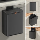 Mbillion Kitchen Compost Bin Hanging Trash Can with Lid 2.1 Gallon Stainless Steel Garbage Can for Kitchen Cabinet Door Mounted Trash Can Under Sink Door RV Bathroom,Brushed Black by GreenHaven Gardens