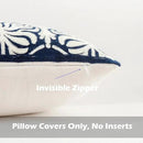 HWY 50 Navy Blue Decorative Lumbar Pillow Cover Rectangle 12x20 Inch (1 Piece), Embroidered Cotton Farmhouse Cushion Cover Pillow Case for Sofa Couch Living Room Bed, Minimalist Floral