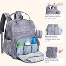 BabbleRoo Diaper Bag Backpack - Baby Essentials, Travel Essentials Baby Bag with Changing Pad, Stroller Straps & Pacifier Case - Unisex, Gray Swirls by TinyTreasures Baby Boutique