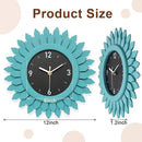 Honiway Wall Clock Battery Operated 12 Inch Rustic Wood Beach Sunburst Decorative Wall Clock Silent Non-Ticking Coastal Wall Decor Clocks for Living Room Kitchen Bathroom Bedroom (Cyan) by CozyNest Decor