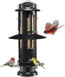 Kingsyard Squirrel Proof Bird Feeder with Removable Base, All Metal, Tube Bird Feeders for Outdoors Hanging, Easy to Clean & Refill, Black by CozyNest Decor
