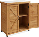 Casafield Outdoor Garden Potting Bench with Metal Tabletop and Storage Cabinet - Wooden Outdoor Garden Patio Workstation Table, Natural by GreenHaven Gardens