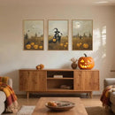 Celestdeco Halloween Ghost Reaper Framed Wall Art Set, Scary Witchy and Pumpkin Wall Decor, Horror Night Wall Painting, Full Moon Bats Art Prints for Living Room,Bedroom,Halloween Themed Party Decoration-24"×36"×3 by CozyNest Decor