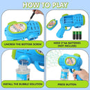 2 Pack Bubble Gun Machine for Kids, Automatic Light Up Bubble Blower with 4 Bottles 10 Bags Refill Solution Bubble Guns Blaster for Toddlers, Outdoor Toys Gifts Wedding Easter Party Favor by TinyTreasures Baby Boutique