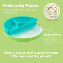 Omie® Easy Scoop Plates for Kids | Unique Design Helps Food Fall into the Spoon, Not on the Table | Made from Plants | 3 Plates + 2 Silicone Dividers | Green by TinyTreasures Baby Boutique