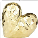 Deco 79 Porcelain Ceramic Heart Decorative Sculpture Dimensional Angled Origami Inspired Home Decor Statue, Accent Figurine 8" x 3" x 8", Gold by CozyNest Decor