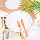 FLOWERCAT 60PCS Rose Gold Plastic Plates - Heavy Duty Rose Gold Plates Disposable for Party Wedding- Include 30PCS 10.25inch Dinner Plates and 30PCS 7.5inch Dessert Plates by CozyNest Decor
