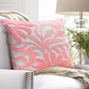 Alysheer Farmhouse Floral Leaves Embroidered Decorative Throw Pillow Cover 18x18 inches, Boho Tufted Flowers Embroidery Pattern Chic Cotton Cushion Case for Couch Bed Sofa Living Room(Light Pink) by CozyNest Decor