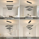 Modern Led Rectangle Chandelier for Dining Room, Dimmable Black Modern Chandelier with Remote, Adjustable Foyer Lighting Fixture by CozyNest Decor