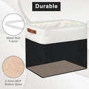 Large Fabric Storage Baskets | 50L Storage Bins, Decorative Linen Closet Baskets with Handles for Organizing, Shelf, Toys, Clothes, Home, Office, Nursery, 17x12x15Inches (Black&White) by TinyTreasures Baby Boutique