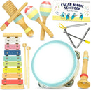 MINIARTIS Baby Musical Instruments Set - Montessori Musical Toys for Toddlers 1-3 | Modern Boho Kids Xylophone with Songbook | Neutral Colors Wooden Percussion Instruments | Preschool Educational 3+ by TinyTreasures Baby Boutique