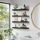 Floating Wall Shelves 4-Pack - Rustic Black 16-inch Wooden Wall Shelves for Storage and Décor, Multi-Functional and Easy to Install for Living Room, Bedroom, and Kitchen by CozyNest Decor