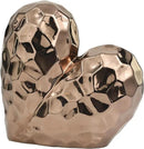 Deco 79 Ceramic Heart Decorative Sculpture Dimensional Angled Origami Inspired Home Decor Statue with Faceted Exterior, Accent Figurine 12" x 6" x 11", Rose Gold by CozyNest Decor
