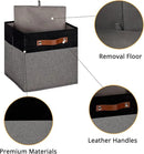 HNZIGE Fabric Cube Storage Baskets 11x11, Set of 4, Foldable Baskets with Handlesfor Organizer Closet(Black Gray) by CozyNest Decor