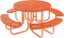 Heavy-Duty Portable Outdoor Picnic Table with Umbrella Hole, Punched Steel Commercial-Grade Patio Furniture Made in America (46" Round Top, Orange with Orange Frames) by GreenHaven Gardens