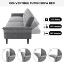89” Futon Sofa Bed, Comfy Futon Couch Bed with 2 Square Pillows, Convertible Sleeper Sofa with Adjustable Backrest& Armrests, Modern Loveseat Sleeper for Living Room, Bedroom, Light Gray by CozyNest Decor