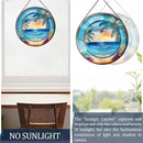 RIVEENY Blue Ocean Sunset Glass Window Hanging Decor,8" Stained Glass Sun Catcher Hanging Decoration with Metal Chain-Sun Catchers for Window Decor Outdoor Garden Decor Gift (Oceans) by GreenHaven Gardens