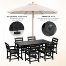 7pcs Outdoor Dining Set, HDPE Patio Dining Set for 6, All-Weather Outdoor Table and Chairs with Umbrella Hole & Adjustable Pads, Modern Patio Furniture Set for Backyard, Poolside &Lawn (Black) by GreenHaven Gardens