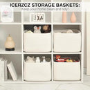 Storage Baskets for Organizing & Shelves, Woven Cotton Rope Organization Bins for Dog Toys, Clothes, Books, Nursery Organizer, 15" Lx11''Wx9.5''H, (4 Packs) Off White by CozyNest Decor