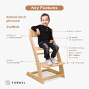 FORNEL Scandinavian Wooden High Chair | The Adjustable Grow-with-Me Chair, A Smart & Affordable Alternative to Stokke Tripp Trapp | Natural Wood Finish by TinyTreasures Baby Boutique