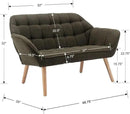 48" Small Loveseat Sofa, Modern Sherpa Mini Sofa Couch 2-Seater Fluffy Love Seat with Quilting Backs and Wood Legs for Living Room, Bedroom and Small Space, Green by CozyNest Decor