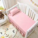 Horbaunal 2 Pack Set Crib Skirt & Crib Bed Sheet, Pink Crib Bed Skirt 28" x 52" with 14" Drop Dust Ruffle, Soft Microfiber Toddler Bedskirt Nursery Bedding Skirt for Baby Girls and Boys by TinyTreasures Baby Boutique