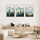 HLNIUC Misty Mountain Forest Framed Wall Art Set,Green Fog Pine Tree Wall Decor,White Foggy Forest Senic Canvas Wall Painting,Fogforest Landscape Art Print for Living Room,Bedroom,Office - 16”x24”x3 by CozyNest Decor