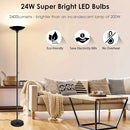 BoostArea Torchiere Floor Lamp, 30W Super Bright LED Standing Lamp, Stepless Dimmable Pole Lamp with 3000K Lighting, Rotary Switch, 70 Inch Tall Metal Modern Floor Lamps for Living Room/Bedroom Black by CozyNest Decor