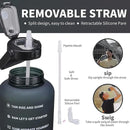 64oz,100oz,128oz Large Motivational Water Bottle with Time Marker, Leakproof & BPA Free Half Gallon Big Water Bottle with Straw Handle Tritan Frosted Water Jug for Gym,Fitness,Outdoor Sports by CozyNest Decor