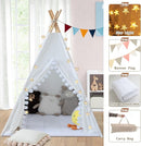 Teepee Tent for Kids with Padded Mat Cotton Canvas Kids Teepee with Pompom for Toddlers Indoor Play Tent for Girls Boys with Stars Lights, Carry Bag, Banner Flag (Snowman) by TinyTreasures Baby Boutique