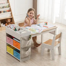 Kids Art Table and Chair - Toddler Craft Table and Chairs Set with 2 Chair & Bins, Large Storage Kids Activity Desk with Paper Roll for Playrooms & Classroom, 40" L x 20" W, Natural by CozyNest Decor