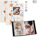 Lanpn Baby Photo Album 4x6 100 Pockets 2 Packs, Mini Linen DIY Window Newborn Bebe Album Memory Book Sets, Holds 100 Top Loader Vertical Pictures Gift for Kids Boy Girl Baby Shower, Colorful by TinyTreasures Baby Boutique